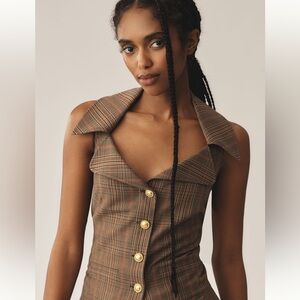 Maeve Brown Plaid Vest